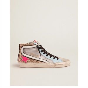 COPY - GOLDEN GOOSE Slide LTD sneakers with glitter and fuchsia star